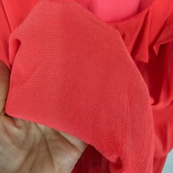 Zara Trafaluc Red Open Back Mini Dress M Ruffles Pleated Long Sleeve Feminine - Picture 9 of 12